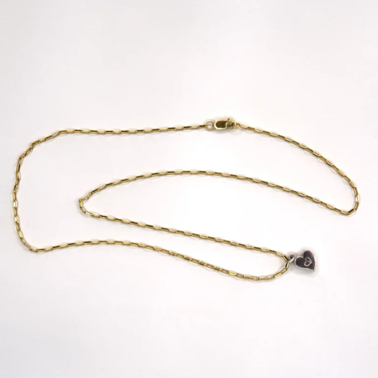 yellow gold filled necklace with sterling silver puff authentic heart pendant