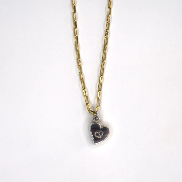 yellow gold filled strength necklace with sterling silver puff authentic heart 8mm pendant