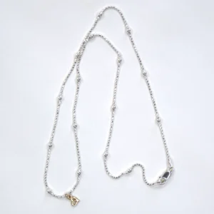 full view sterling silver hope necklace with a 14K yellow gold authentic pendant on a white background