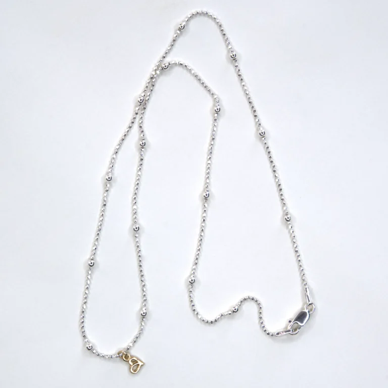 full view sterling silver hope necklace with a 14K yellow gold authentic pendant on a white background