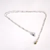 full view sterling silver hope necklace with a gold vermeil polki diamond pendant on a white background