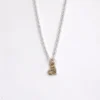 partial view sterling silver rope chain with a 14K yellow gold authentic pendant on white background